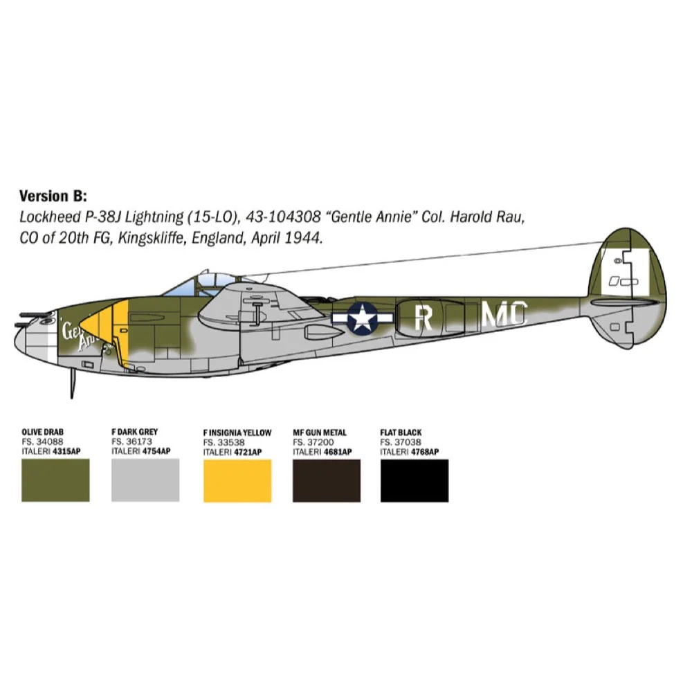 Italeri 2834S 1/48 P-38J Lightning European Theatre Operations - Image 5