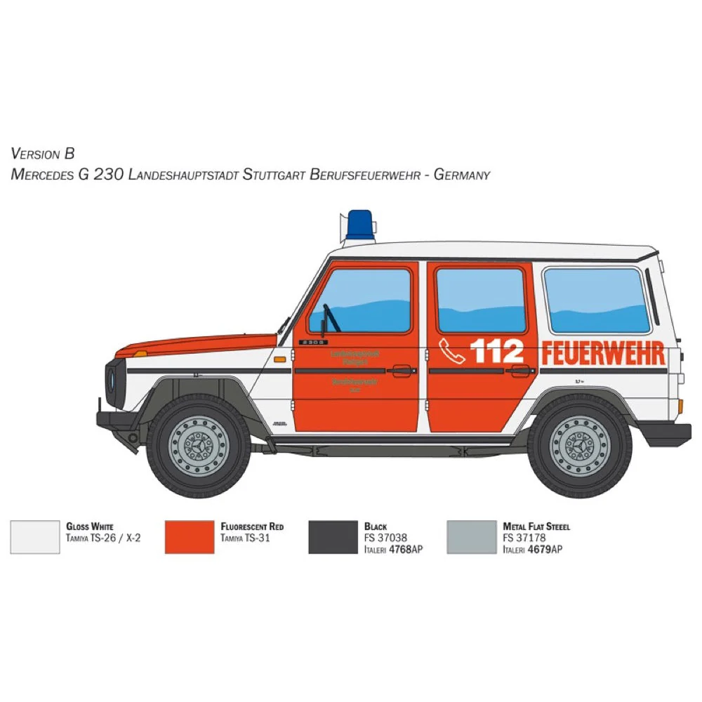 Italeri 3663S 1/24 Mercedes G230 Feuerwehr - Image 5