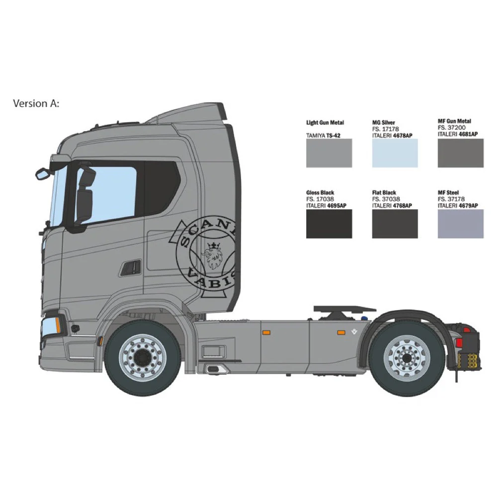 Italeri 3971S 1/24 Scania S770 4x2 Normal Roof Grey Cab (Super Decal Sheet) - Image 3