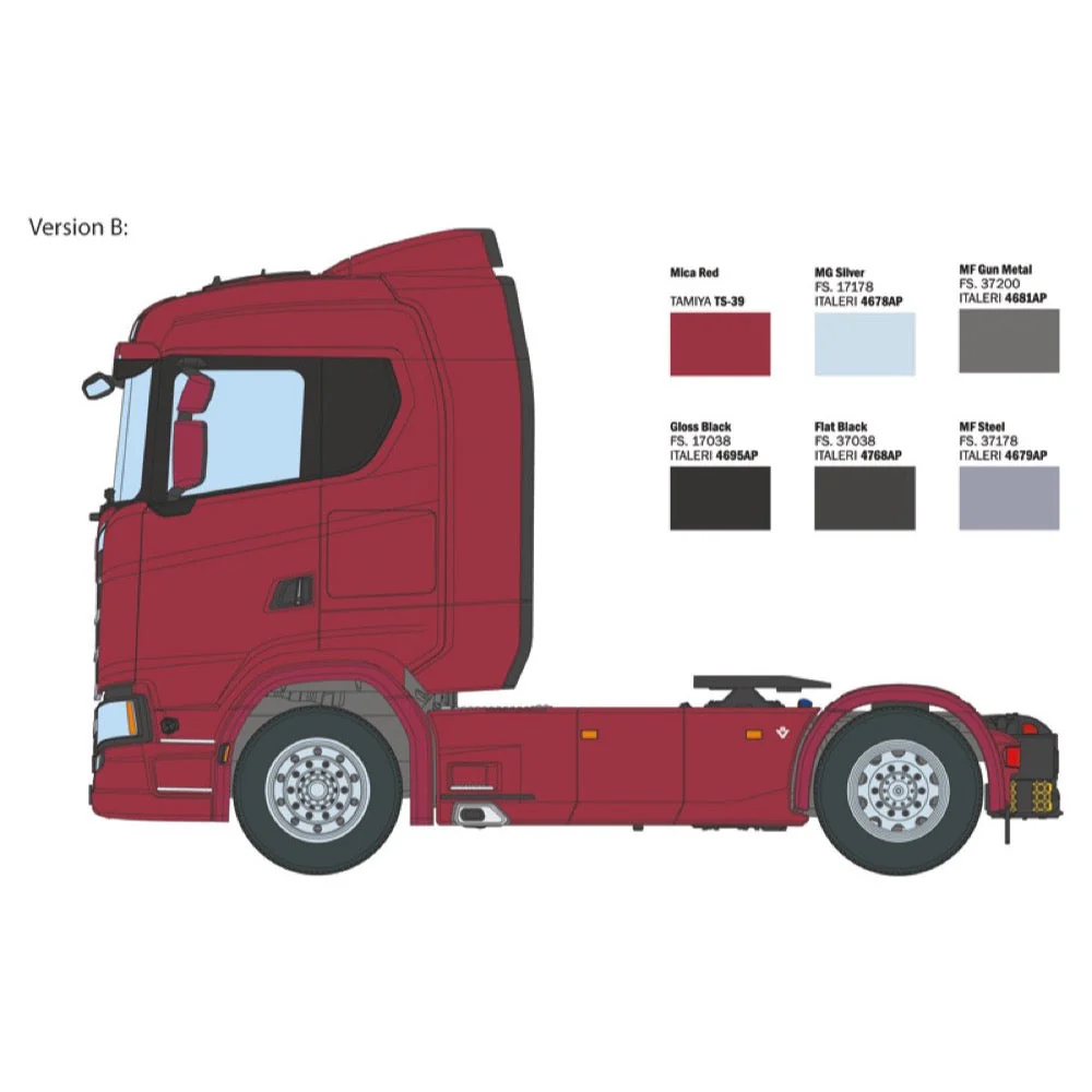 Italeri 3971S 1/24 Scania S770 4x2 Normal Roof Grey Cab (Super Decal Sheet) - Image 4