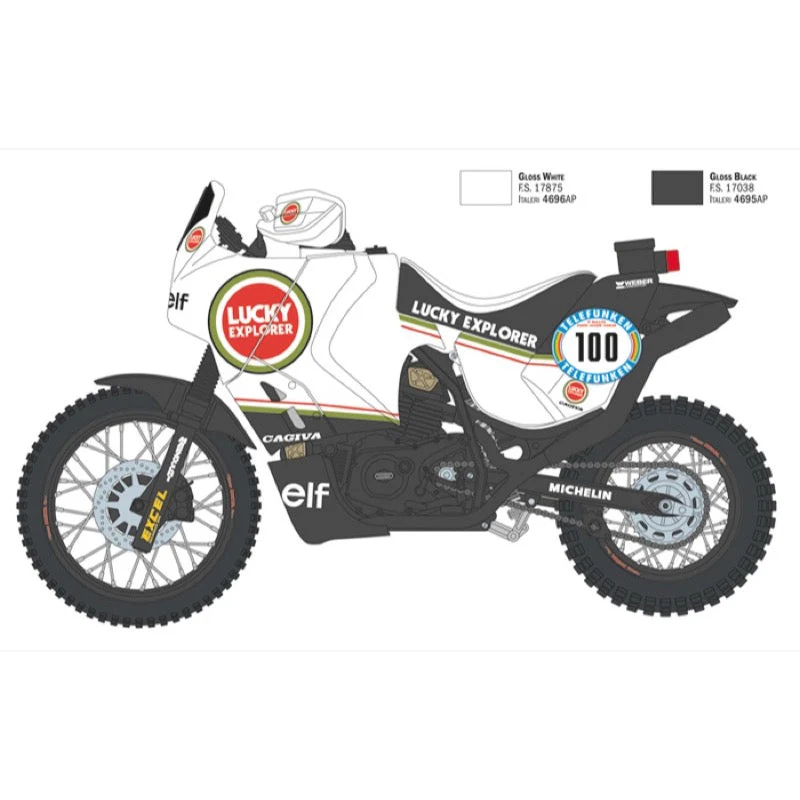 Italeri 4643 1/9 Cagiva Elephant 850 Paris-Dakar 1987 with Super Decal Sheet - Image 4