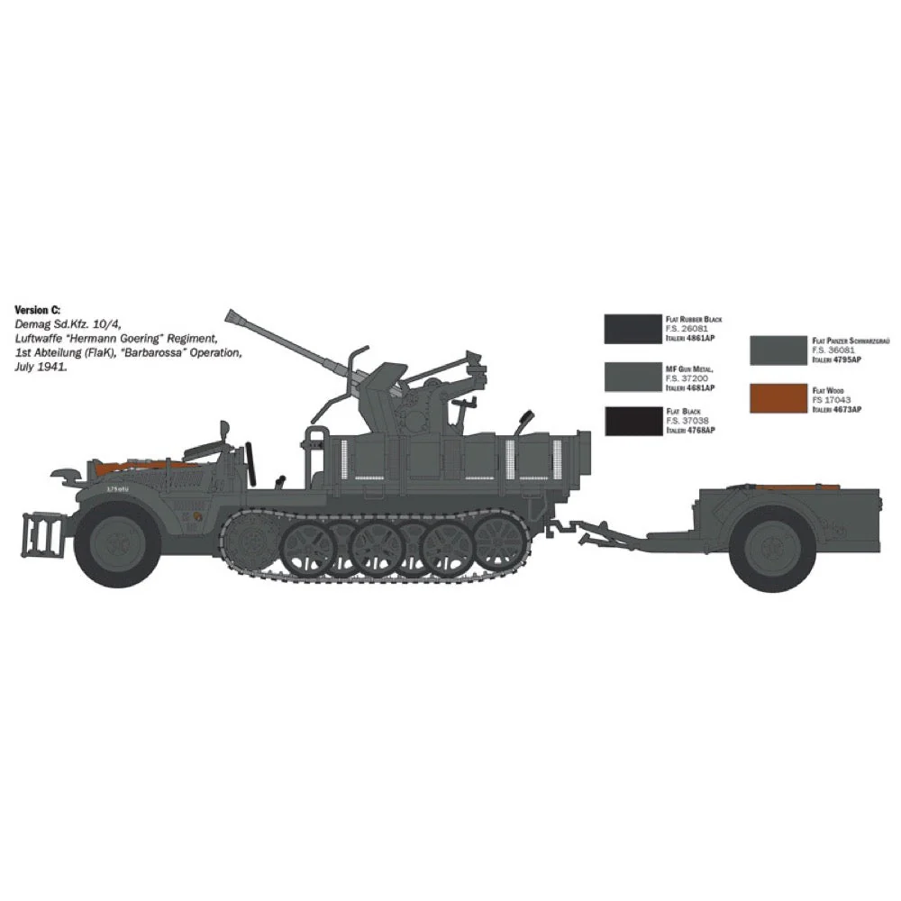 Italeri 6395S 1/35 Sd.Kfz 10/4 with Flak 30 and Crew - Image 5