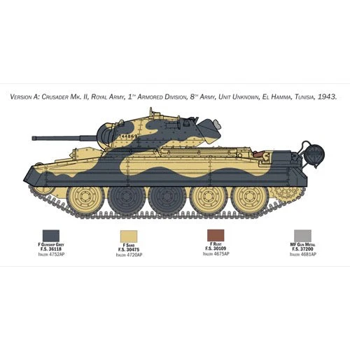 Italeri 6579 1/35 Crusader Mk II with 8th Army Infantry Rubber Tracks and 5 Figures - Image 3