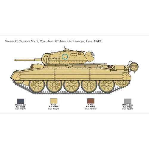Italeri 6579 1/35 Crusader Mk II with 8th Army Infantry Rubber Tracks and 5 Figures - Image 4