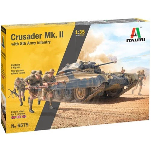Italeri 6579 1/35 Crusader Mk II with 8th Army Infantry Rubber Tracks and 5 Figures - Image 8