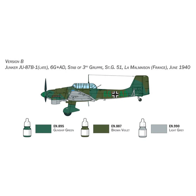 Italeri 72010 1/72 Junker Ju-87B Stuka Complete Set - Image 4