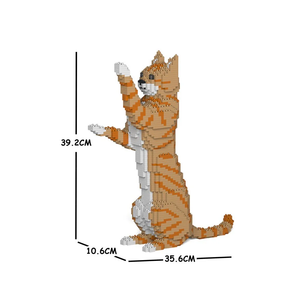 Jekca ST19CA14-M01 Orange Tabby Cat with Paw Up 14S-M01 - Image 2
