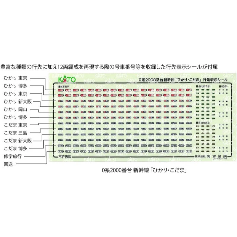 Kato 10-1700 N Scale JR Series 0-2000 Shinkansen Hikari Kodama 8 Car Basic Set - Image 8