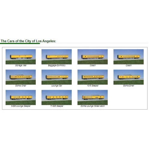 Kato 106-088 N Union Pacific City of Los Angeles 11 Passenger Car Set - Image 3