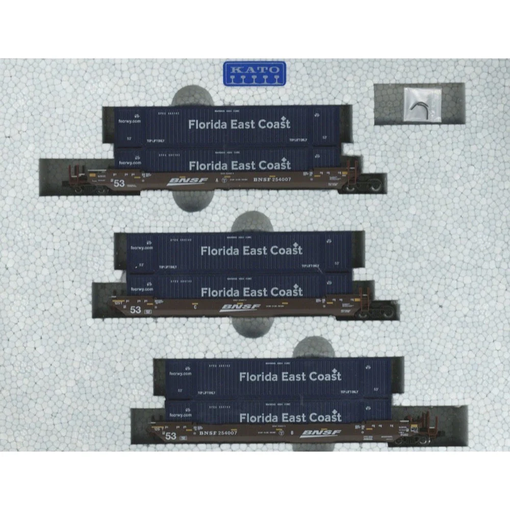 Kato 106-6181 N MAXI-IV BNSF No.254007 3pc Set with FEC Containers - Image 5