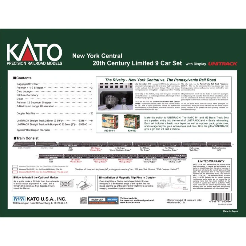 Kato 763-2 N NYC 20th Century Limited 9 Car Set - Image 5