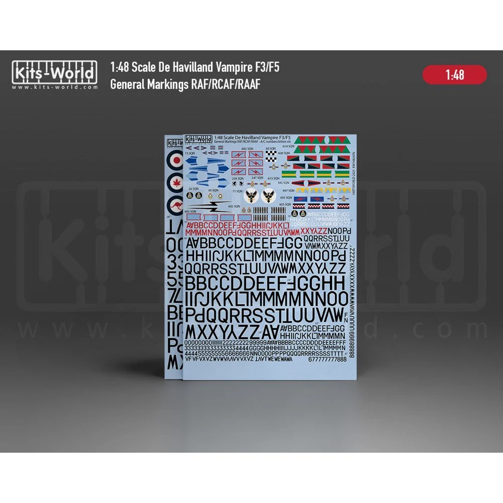 Kits World 148247AB 1/48 Decal for De Havilland Vampire Mk.3/Mk.5 - Image 2