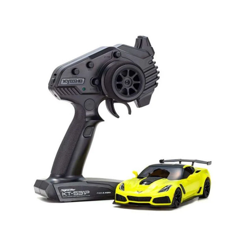 Kyosho 32334Y Chevrolet Corvette ZR1 Racing Yellow with LED Mini-Z RWD Series Readyset - Image 2