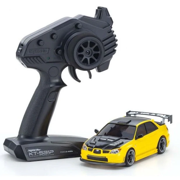 Kyosho 326620MY 1/24 Mini-Z AWD MA-020 Readyset Impreza with Aero Kit and CFRP Hood Metallic Yellow - Image 2