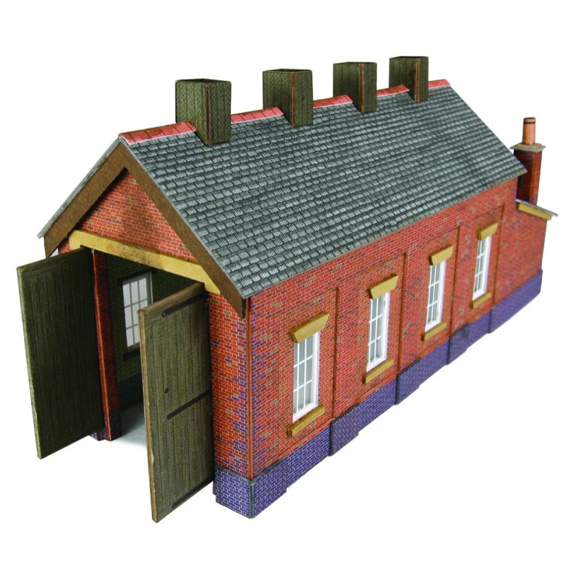 Metcalfe PN931 N Red Brick Single Track Engine Shed Card Kit