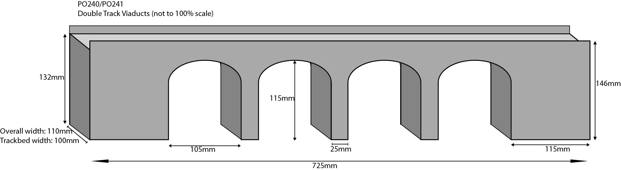 Metcalfe PO240 OO/HO Double Track Viaduct Red Brick Card Kit - Image 2