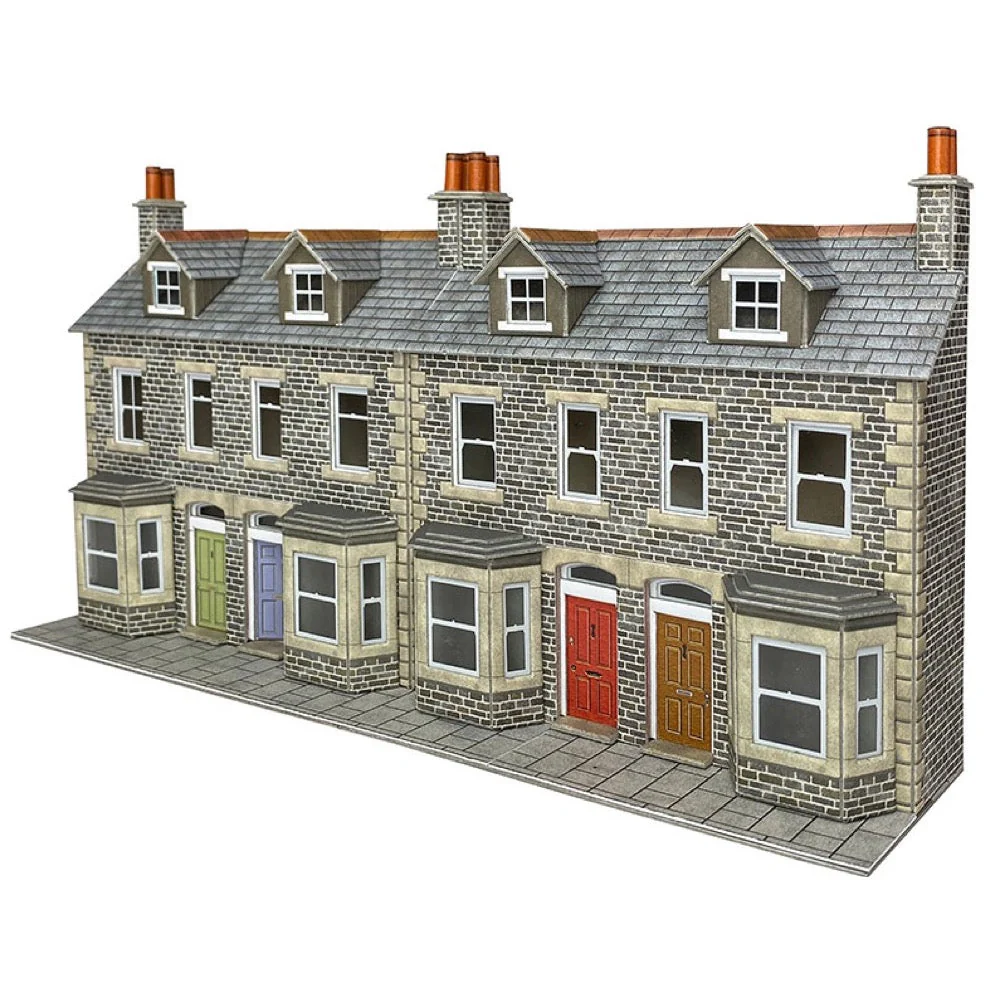 Metcalfe PO303 OO/HO Low Relief Terraced House Fronts - Stone Card Kit