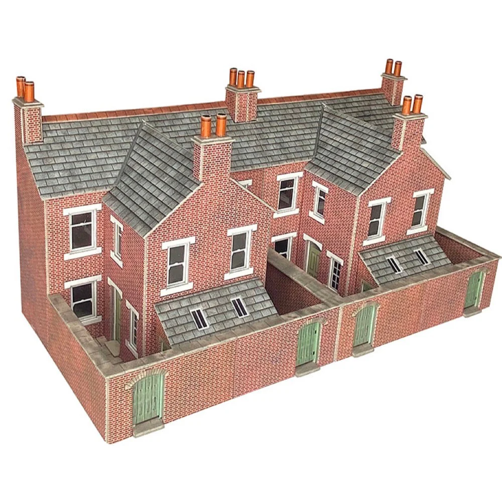 Metcalfe PO304 OO/HO Low Relief Terraced House Backs - Brick Card Kit