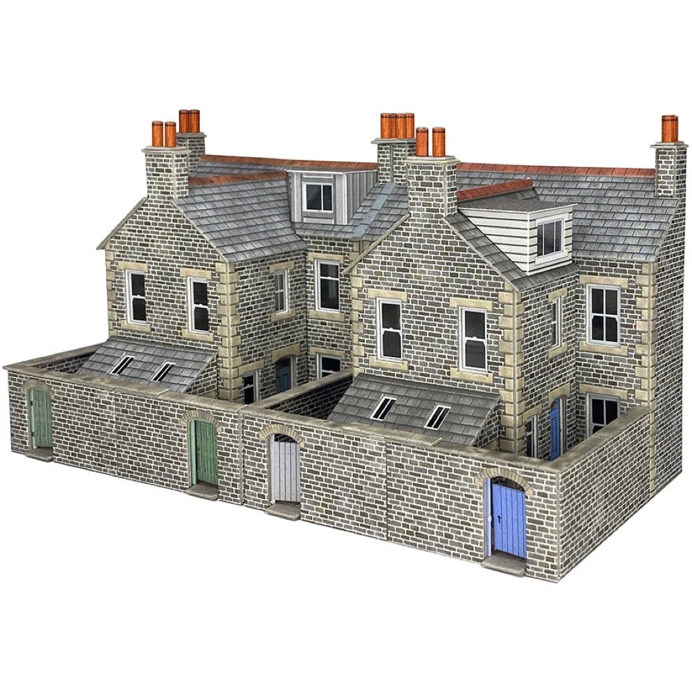 Metcalfe PO305 OO/HO Low Relief Terraced House Backs - Stone Card Kit