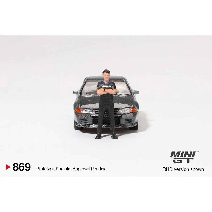 Mini GT 1/64 Nissan Skyline GT-R (R32) Nismo Gunmetal W/ Matsuda Figure Tsugio Matsuda Collection - Image 8