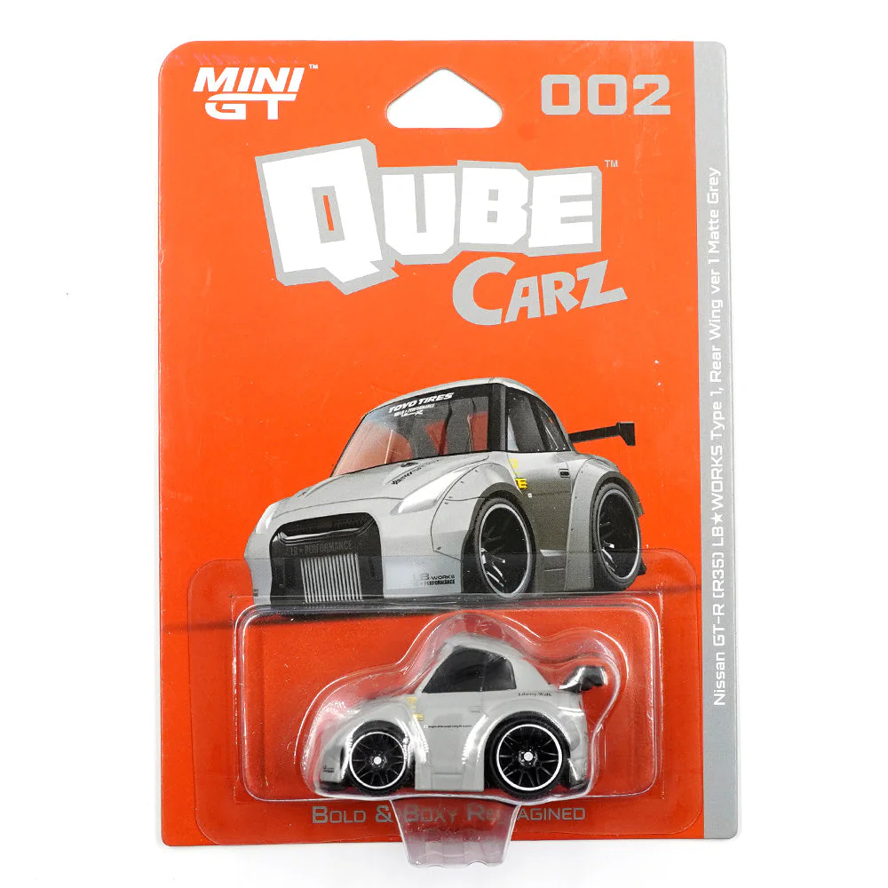 Mini GT QZ00201-BL QubeCarz Nissan GT-R R35 LB WORKS Type 1 Rear Wing ver 1 Matte Grey - Image 3