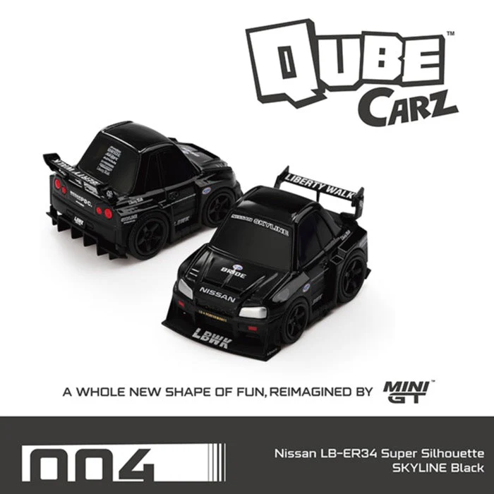 Mini GT QZ00401-BL QubeCarZ Nissan LB-ER34 Super Silhouette Skyline Black
