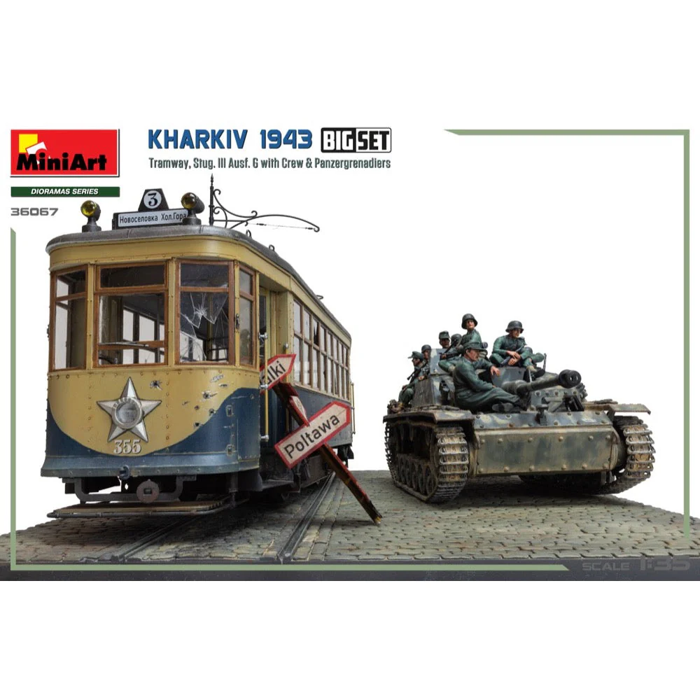 MiniArt 36067 1/35 Kharkiv 1943: Tram & Stug. III Ausf. G w/Crew. Big Set - Image 4