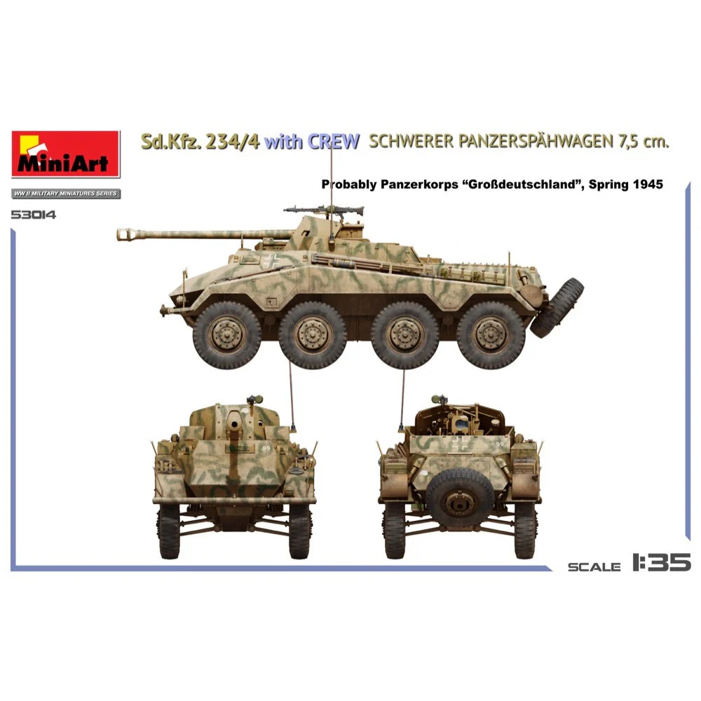 MiniArt 53014 1/35 Sd.Kfz. 234/4 w/CREW Schwerer Panzerspähwagen 7,5 cm. - Image 4
