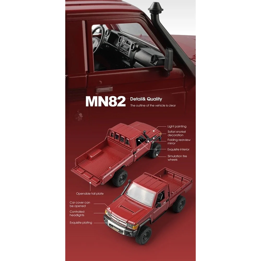 MN Model 1/12 Toyota LC79 4WD RC Crawler RTR (Red) - Image 7
