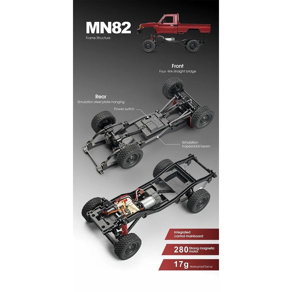 MN Model 1/12 Toyota LC79 4WD RC Crawler RTR (Red) - Image 8