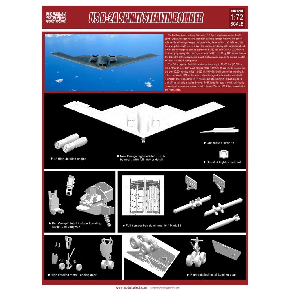 Modelcollect UA72201 U.S.A.F. B-2A Spirit Stealth Bomber - Image 9