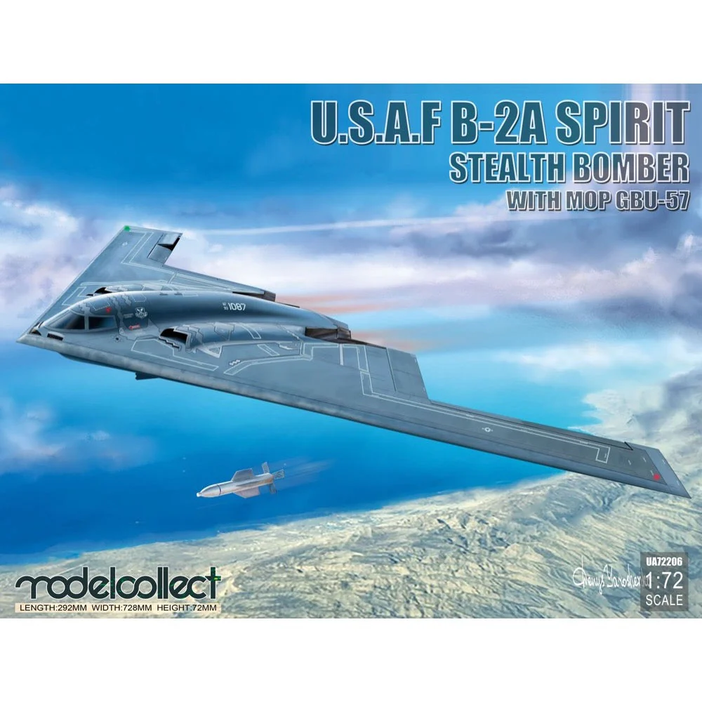 Modelcollect UA72206 USAF B-2A Spirit Stealth Bomber with Mop GBU-57