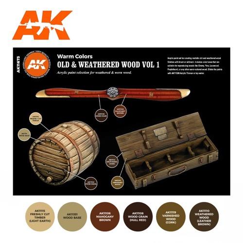 AK Interactive 11673 Old and Weathered Wood Volume 1 Acrylic 3rd Generation Paint Set - Image 2