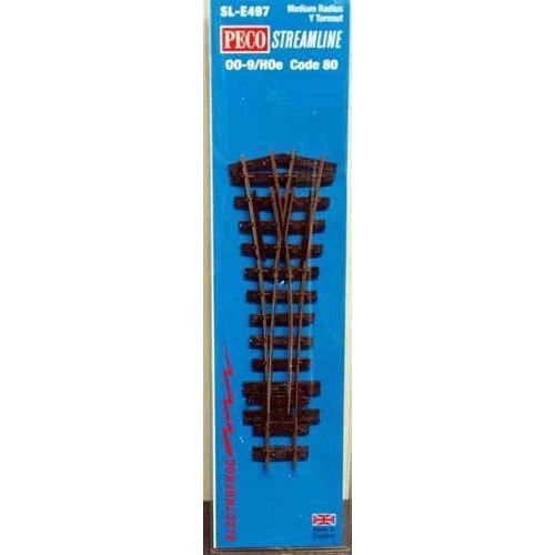 Peco SLE497 OO-9/HOn Code 80 Y Small Radius Turnout Electrofrog - Image 2