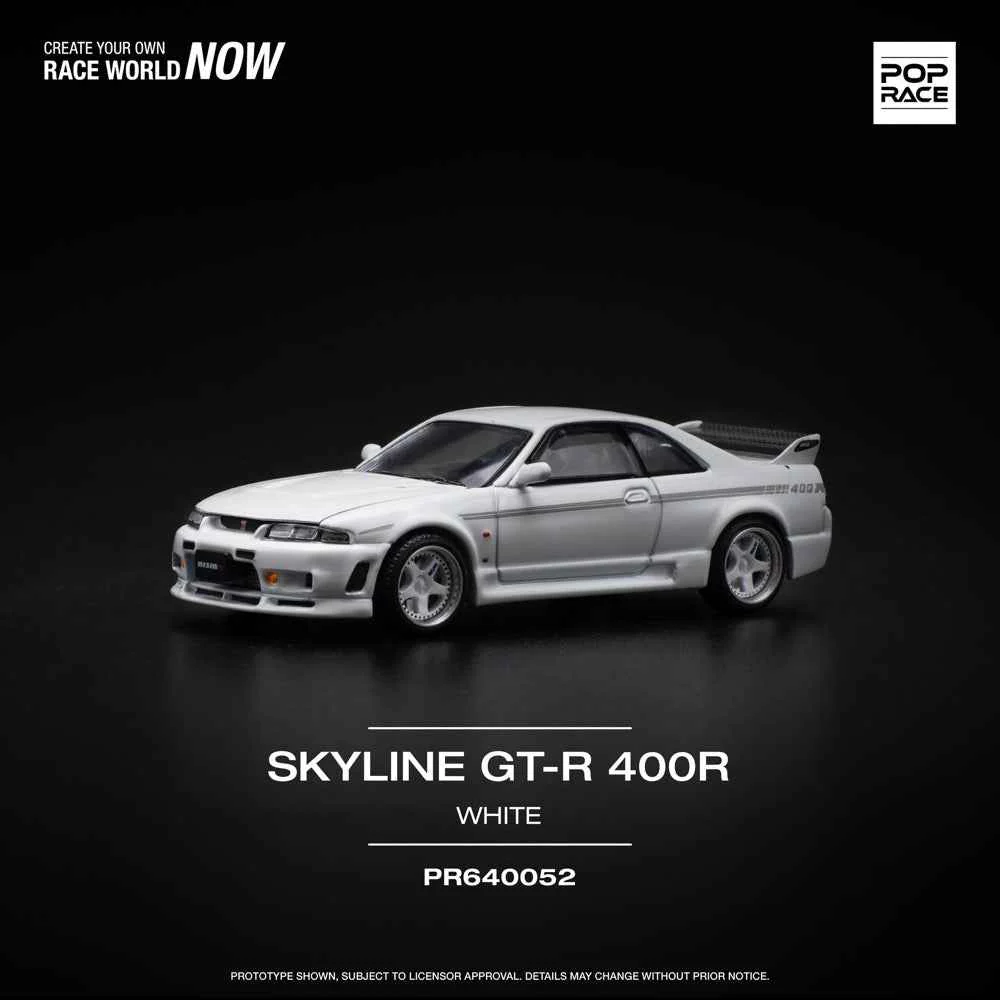 Pop Race 64-0052 1/64 Nissan GT-R R33 Nismo 400R White - Image 8
