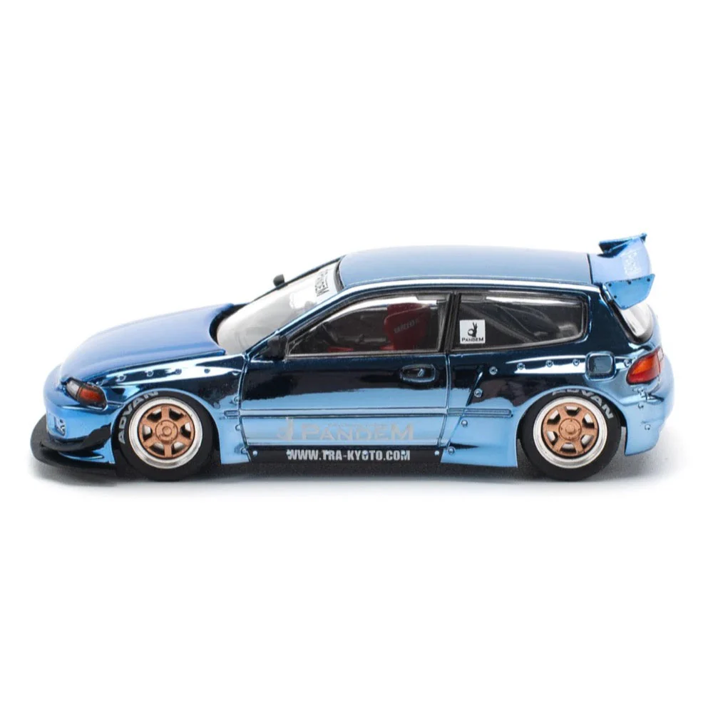Pop Race 64-0206 1/64 Pandem Civic EG6 Blue Chrome - Image 2