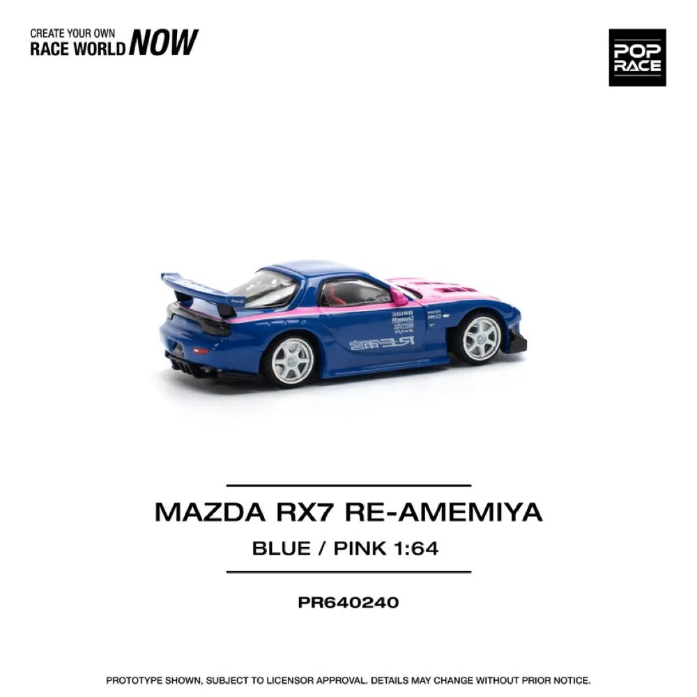 Pop Race 64-0240 1/64 Mazda RX7 Re-Amemiya Blue/Pink - Image 5