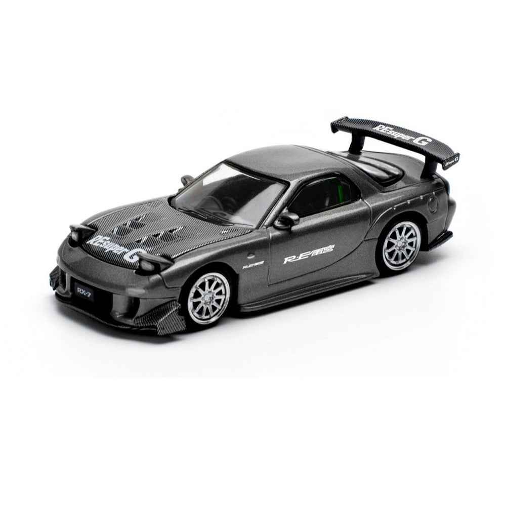 Pop Race 64-0255 1/64 Mazda RX7 Re-Amemiya Gun Metal - Image 4
