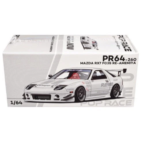 Pop Race 64-0260 1/64 Mazda RX7 FC3S Re-Amemiya White - Image 5