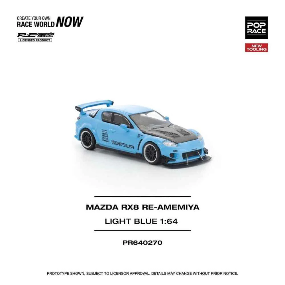 Pop Race PR64-0270 1/64 Mazda RX-8 Re-Amemiya Light Blue - Image 4