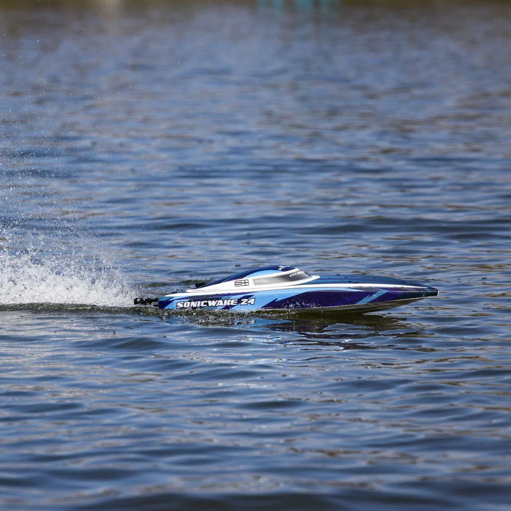 Pro Boat PRB-1992T2 Sonicwake 24inch Self-Righting Brushless Deep-V Boat RTR Blue - Image 21
