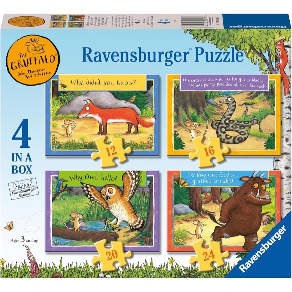 Ravensburger 04019-4 The Gruffalo 4 In a Box 12, 16, 20 & 24pc Jigsaw Puzzle