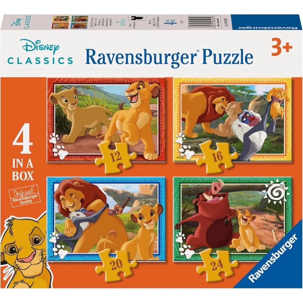 Ravensburger 04025-5 Disney The Lion King 4 In a Box 12, 16, 20 & 24pc Jigsaw Puzzle