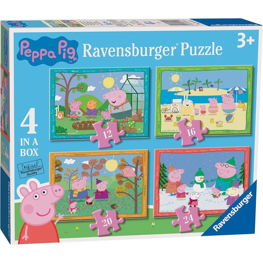 Ravensburger 04104-7 Peppa Pig Family Time 4 In a Box 12, 16, 20 & 24pc Jigsaw Puzzle