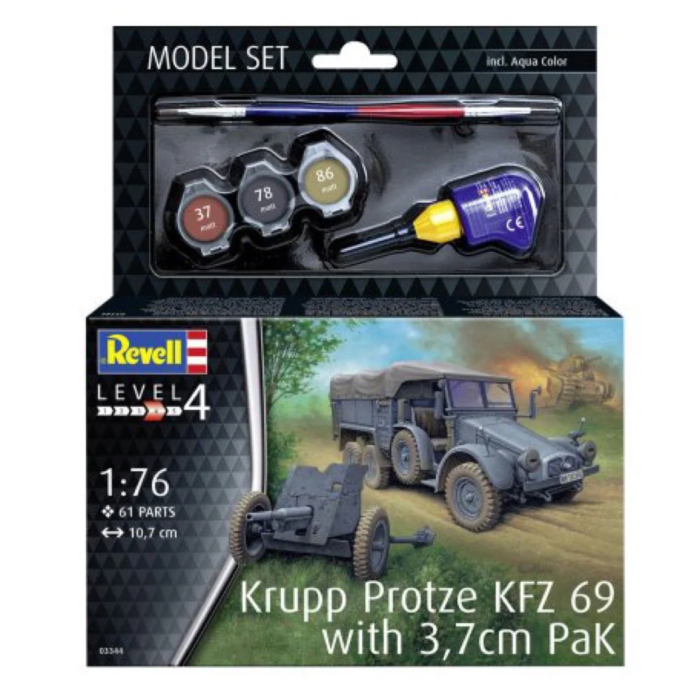 Revell 63344 1/76 Krupp Protze KFZ 69 with 3.7cm Pak Model Kit Set - Image 2