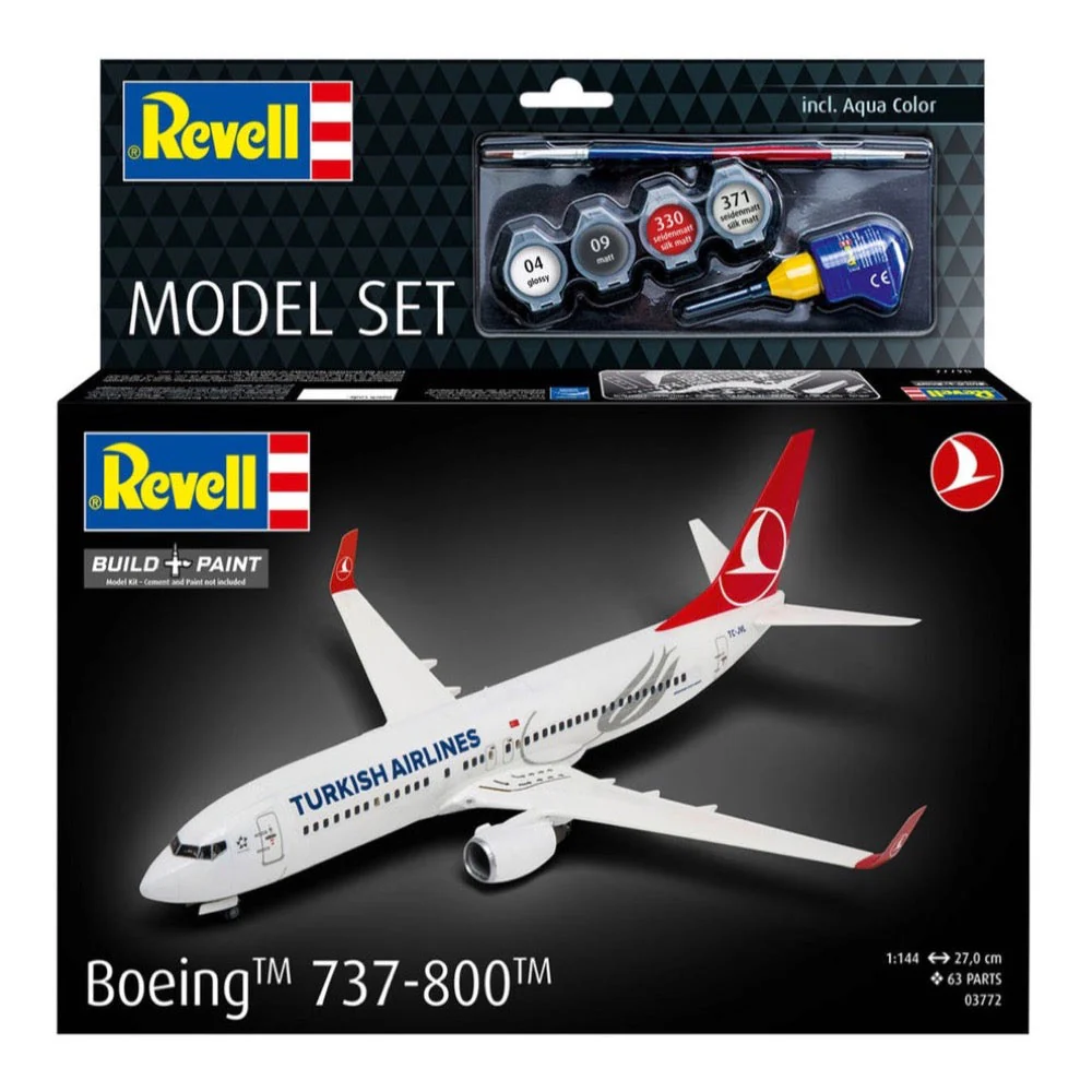 Revell 63772 1/144 Boeing 737-800 Turkish Airlines Model Kit Set - Image 6