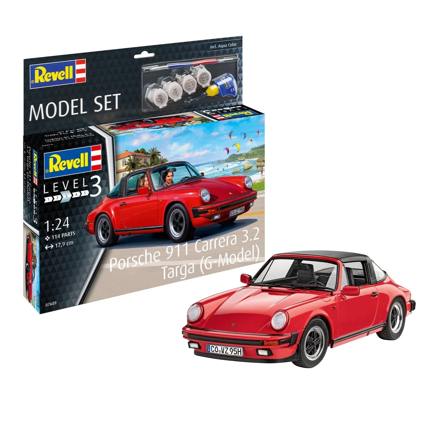 Revell 67689 1/24 Porsche 911 Carrera 3.2 Targa G-Model Starter Set