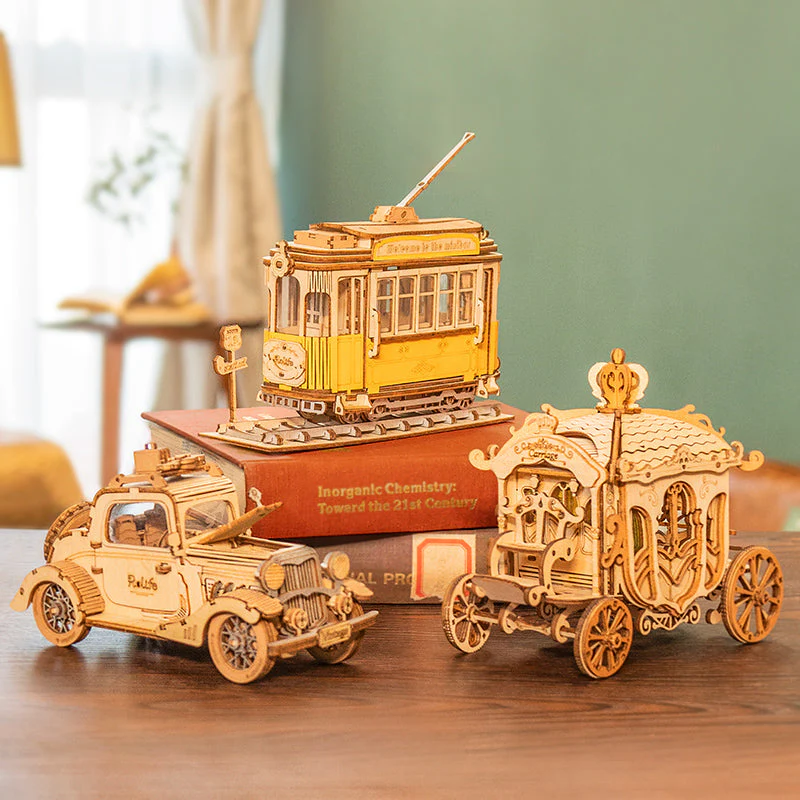 Robotime Rolife Classical 3D Wooden Carriage Tram - Image 7