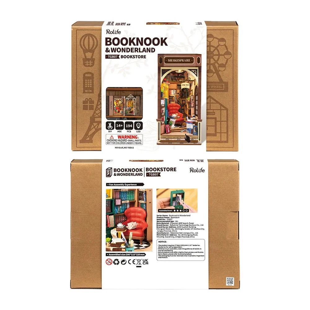 Robotime Rolife DIY Bookends Bookstore - Image 12