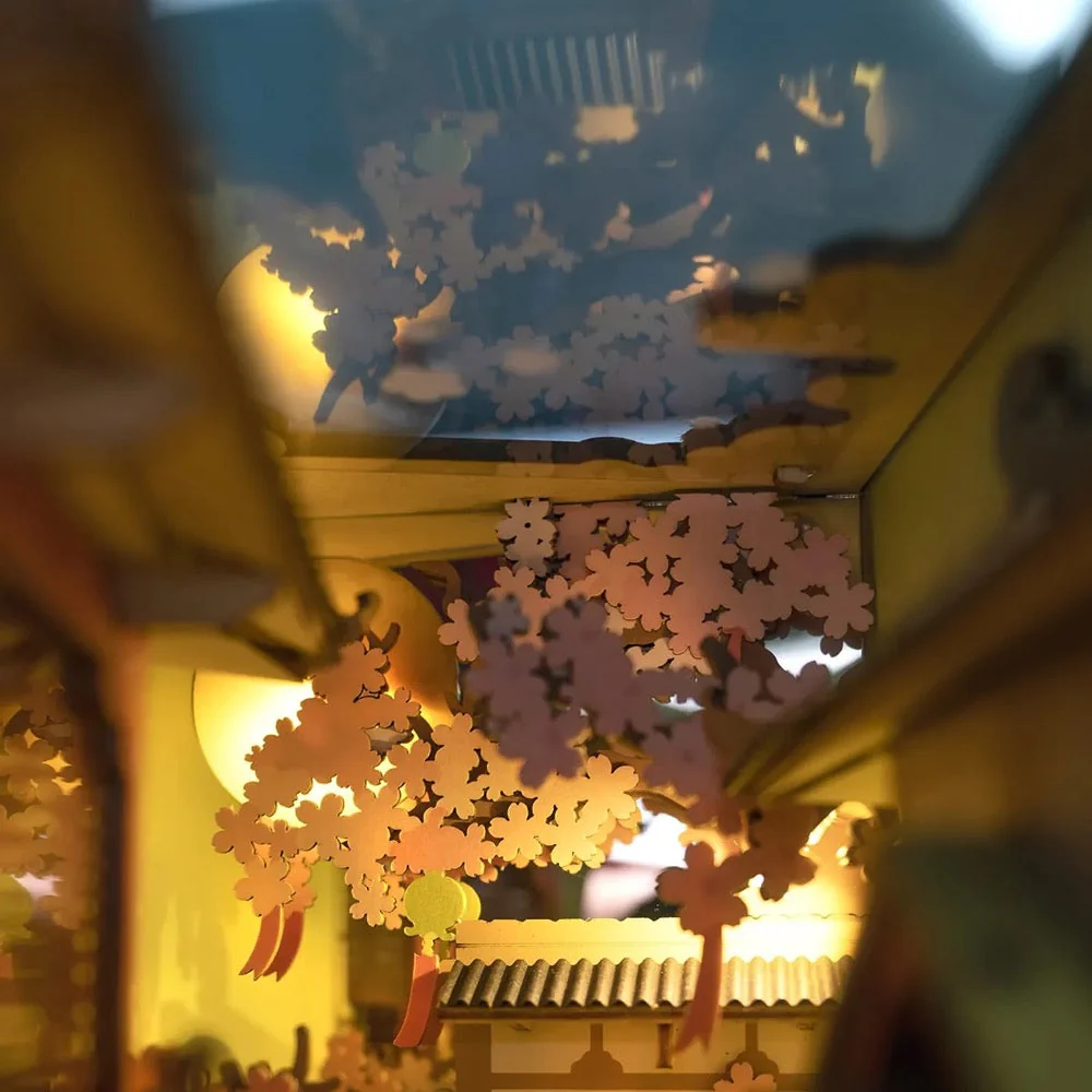 Robotime Rolife DIY Bookends Falling Sakura - Image 5